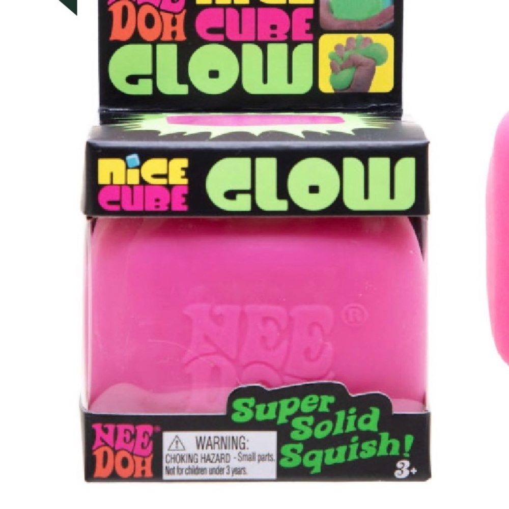 NeeDoh Pink Glow Super Solid Squish Cube